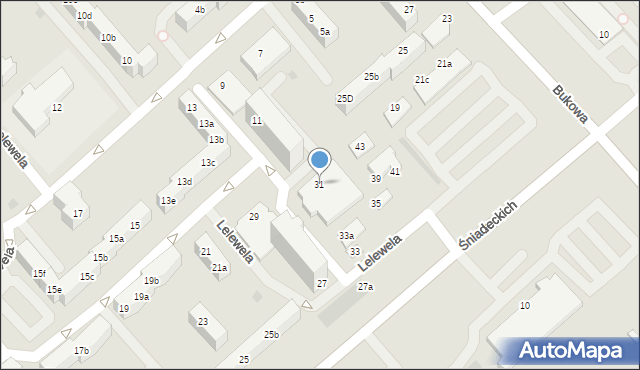 Koszalin, Śniadeckich, 31, mapa Koszalina