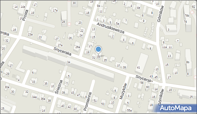 Kraków, Snycerska, 33, mapa Krakowa