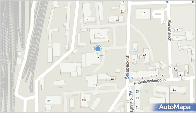 Leszno, Śniadeckich, 1, mapa Leszno