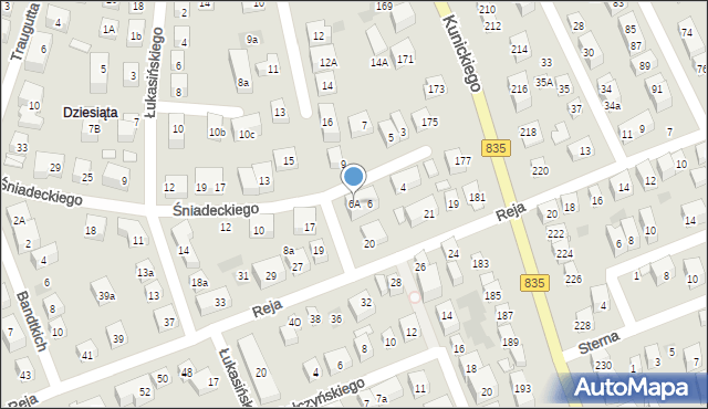 Lublin, Śniadeckiego Jana, 6A, mapa Lublina