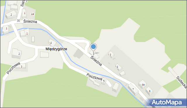 Międzygórze, Śnieżna, 2, mapa Międzygórze