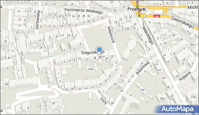 Przemyśl, Śnigurskiego Jana, bp., 16, mapa Przemyśla