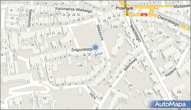 Przemyśl, Śnigurskiego Jana, bp., 18, mapa Przemyśla