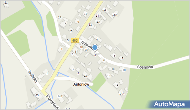Antoniów, Sosnowa, 4, mapa Antoniów