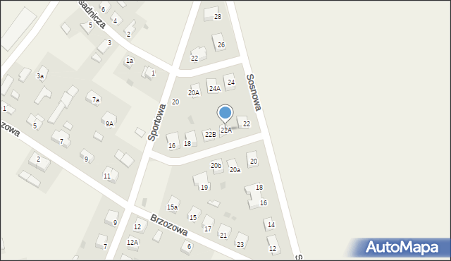 Banie, Sosnowa, 22A, mapa Banie