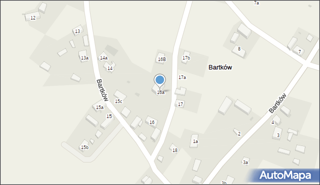 Bartków, Sosnowa, 16a, mapa Bartków