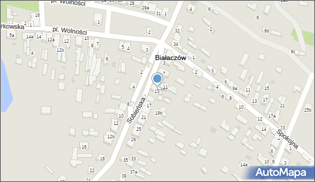 Białaczów, Sobieńska, 13, mapa Białaczów