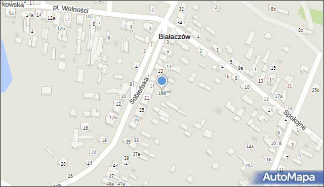 Białaczów, Sobieńska, 19b, mapa Białaczów