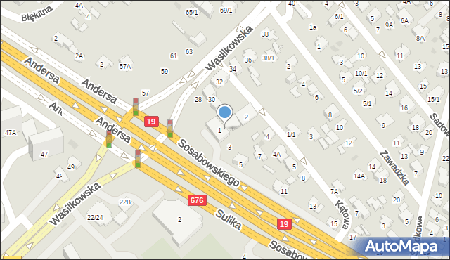 Białystok, Sosabowskiego Stanisława Franciszka, gen., 1A, mapa Białegostoku