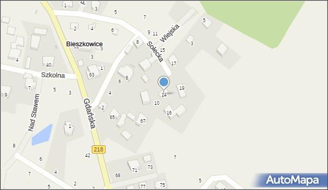 Bieszkowice, Sołecka, 14, mapa Bieszkowice