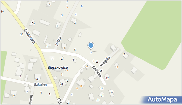 Bieszkowice, Sołecka, 7, mapa Bieszkowice