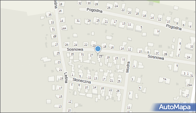 Biskupiec, Sosnowa, 25, mapa Biskupiec