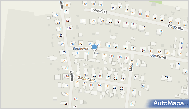 Biskupiec, Sosnowa, 29, mapa Biskupiec