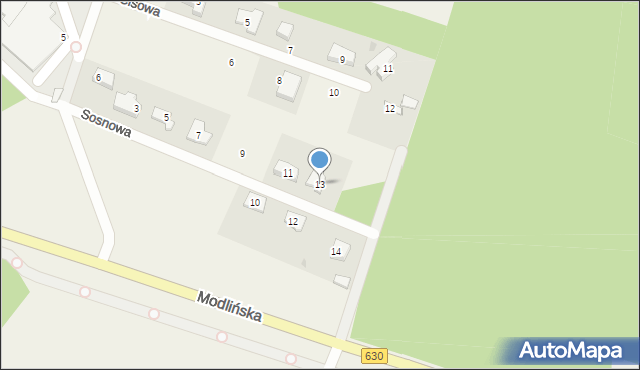 Boża Wola, Sosnowa, 13, mapa Boża Wola