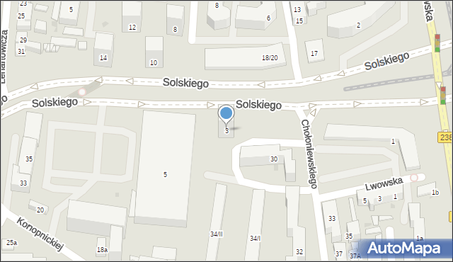 Bydgoszcz, Solskiego Ludwika, 3, mapa Bydgoszczy