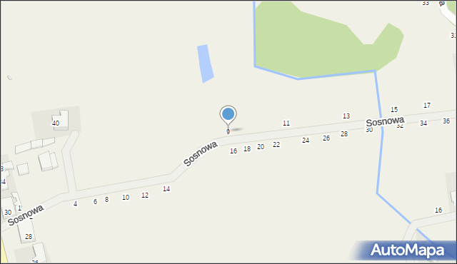 Cerekwica, Sosnowa, 9, mapa Cerekwica