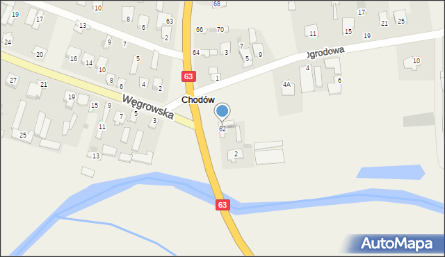 Chodów, Sokołowska, 62, mapa Chodów