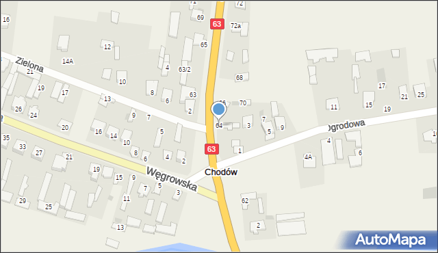 Chodów, Sokołowska, 64, mapa Chodów