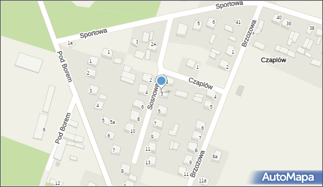 Czaplów, Sosnowa, 3, mapa Czaplów