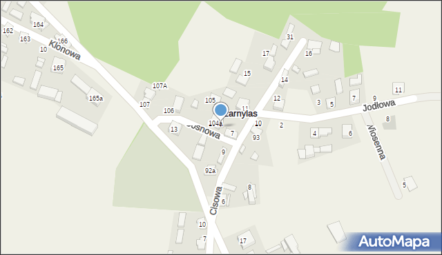 Czarnylas, Sosnowa, 5, mapa Czarnylas