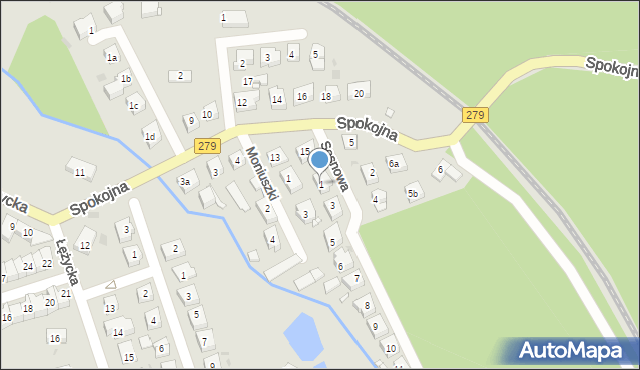 Czerwieńsk, Sosnowa, 1, mapa Czerwieńsk