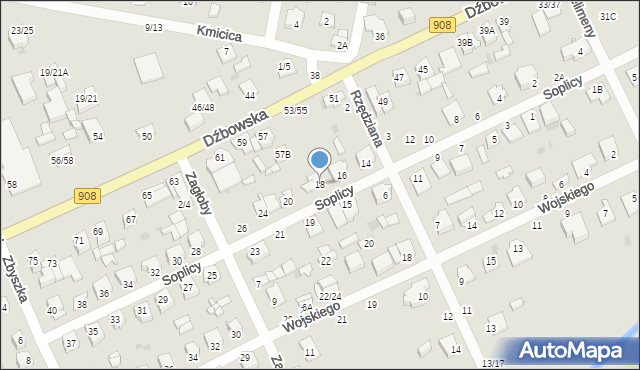 Częstochowa, Soplicy Jacka, 18, mapa Częstochowy