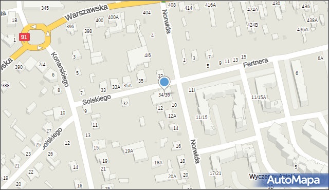 Częstochowa, Solskiego Ludwika, 34/36, mapa Częstochowy