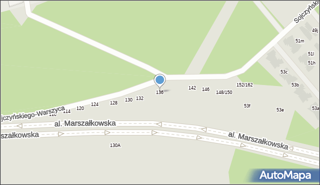 Częstochowa, Sojczyńskiego-Warszyca Stanisława, 136, mapa Częstochowy