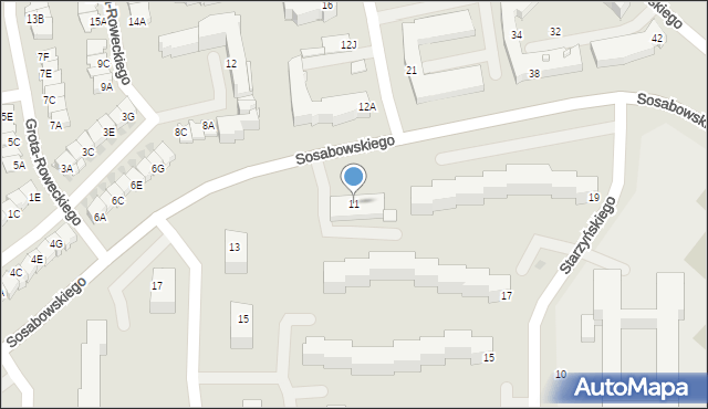 Częstochowa, Sosabowskiego Stanisława Franciszka, gen., 11, mapa Częstochowy