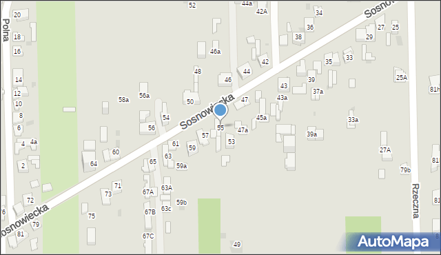 Dąbrowa Górnicza, Sosnowiecka, 55, mapa Dąbrowa Górnicza