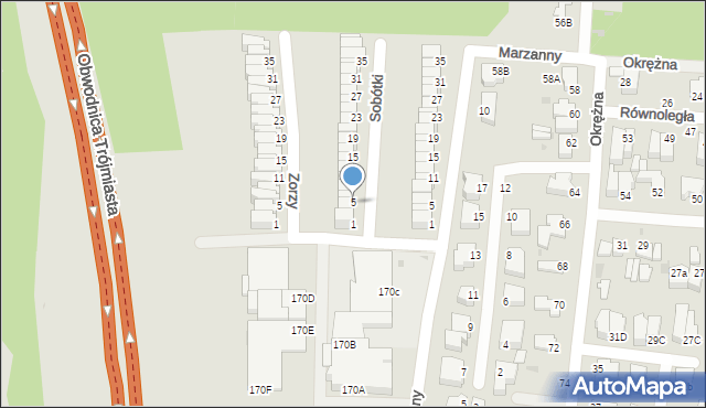 Gdynia, Sobótki, 5, mapa Gdyni