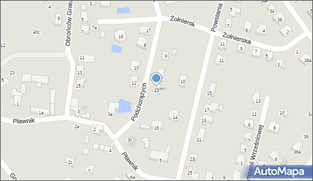 Gniezno, Sobczaka Stanisława, ks. kan., 13, mapa Gniezna