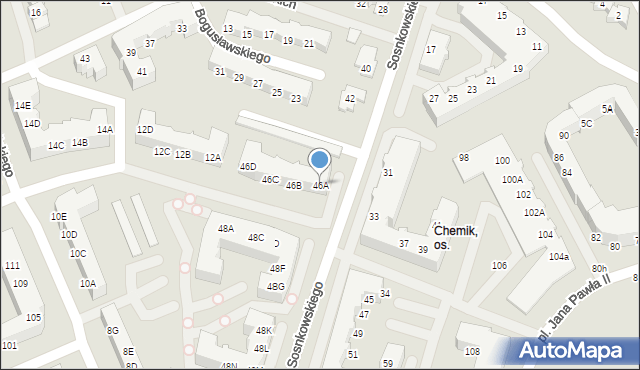 Gorzów Wielkopolski, Sosnkowskiego Kazimierza, gen., 46A, mapa Gorzów Wielkopolski