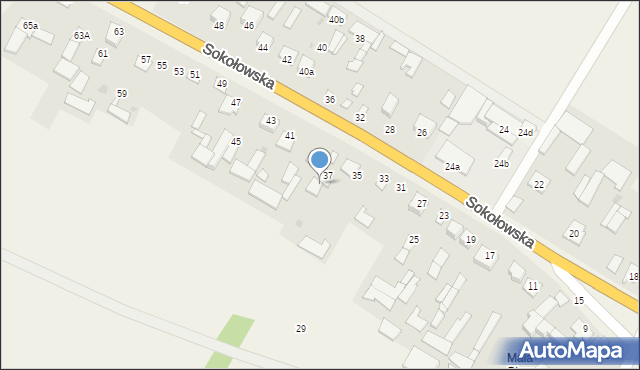 Grochów Włościański, Sokołowska, 37a, mapa Grochów Włościański