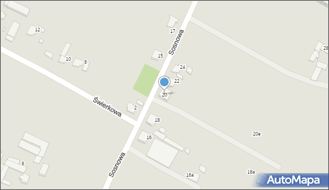 Grodzisk Wielkopolski, Sosnowa, 20, mapa Grodzisk Wielkopolski