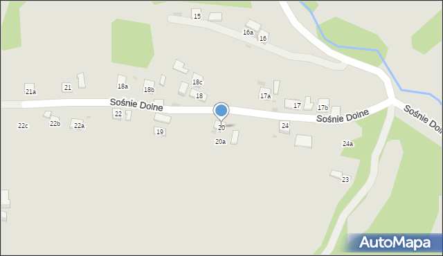 Grybów, Sośnie Dolne, 20, mapa Grybów