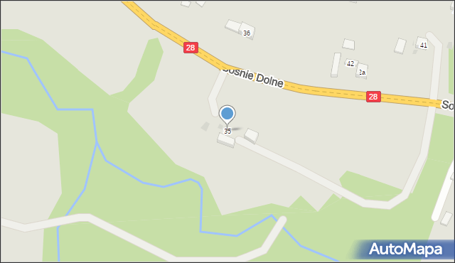 Grybów, Sośnie Dolne, 35, mapa Grybów