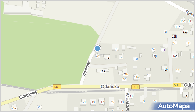 Jantar, Sosnowa, 2A, mapa Jantar
