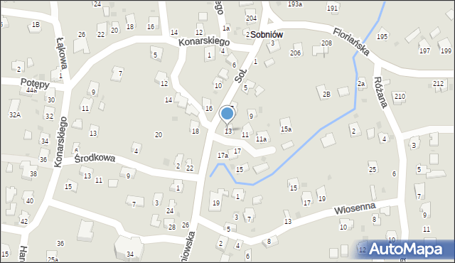 Jasło, Sobniowska, 13, mapa Jasła