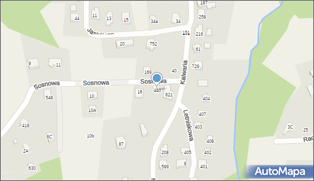 Jaworze, Sosnowa, 440, mapa Jaworze