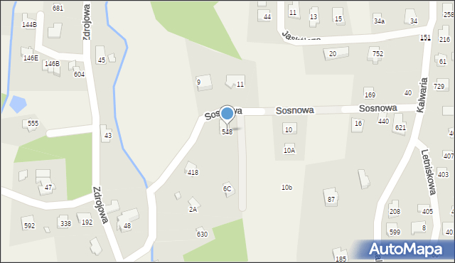 Jaworze, Sosnowa, 548, mapa Jaworze