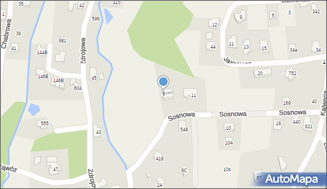 Jaworze, Sosnowa, 9, mapa Jaworze