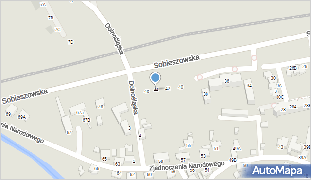Jelenia Góra, Sobieszowska, 44, mapa Jelenia Góra
