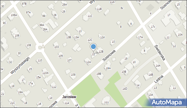Józefów, Sosnowa, 12, mapa Józefów
