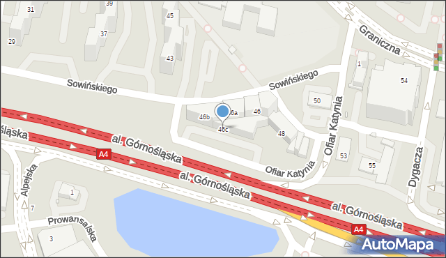 Katowice, Sowińskiego Józefa, gen., 46c, mapa Katowic