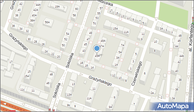 Katowice, Sokolska, 43A, mapa Katowic