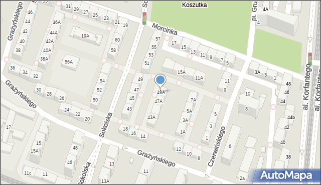 Katowice, Sokolska, 49A, mapa Katowic