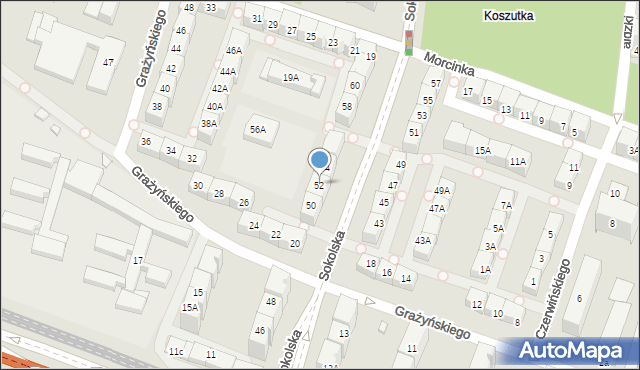 Katowice, Sokolska, 52, mapa Katowic