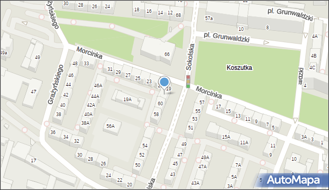 Katowice, Sokolska, 62, mapa Katowic