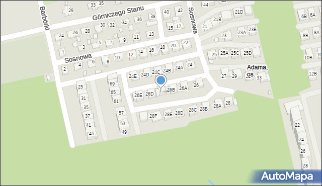 Katowice, Sosnowa, 26C, mapa Katowic